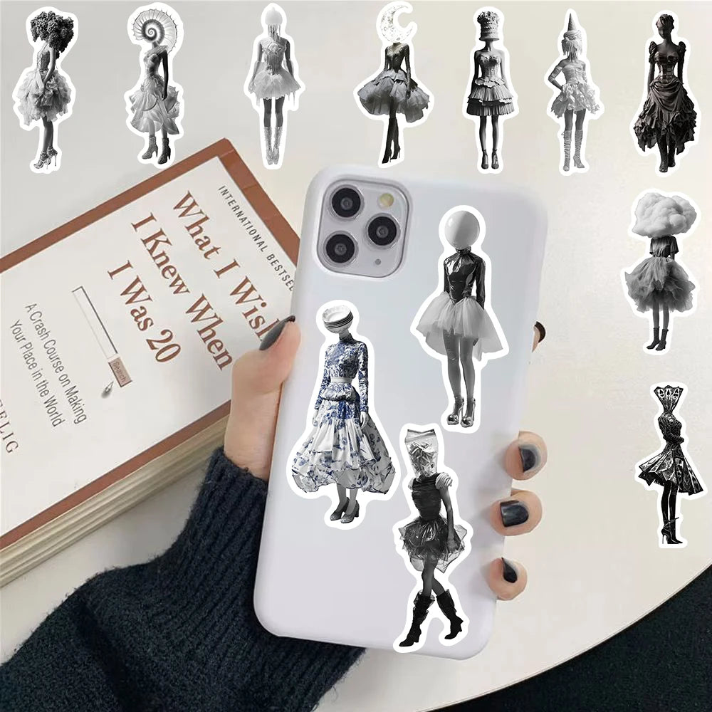 50PCS Minimalist Surrealist Photography Monochrome Sticker Notebook Laptop Notebook Coffee Suitcase Aesthetic Scrapbook Stickers