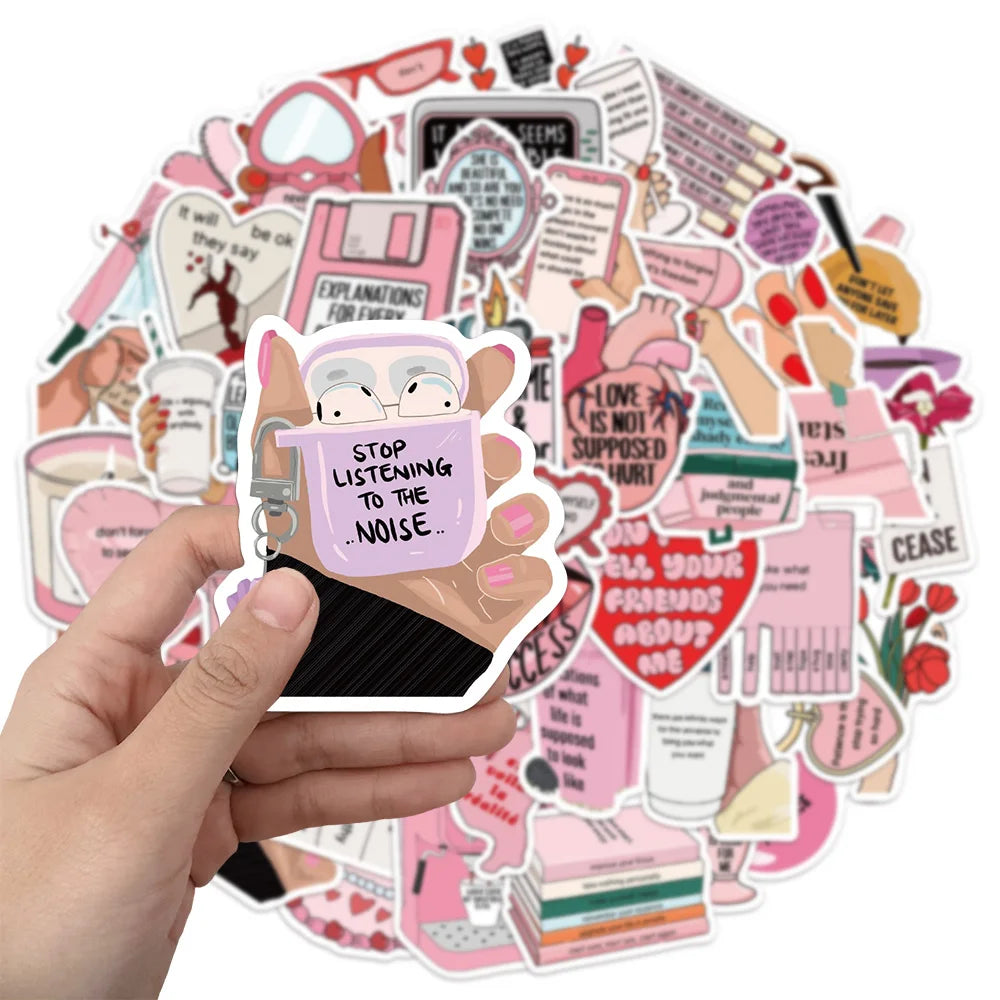 50PCS Inspirational Rejecting Internal Friction English Cartoon Stickers Creative DIY Stickers Tags Flat Decorative Stickers