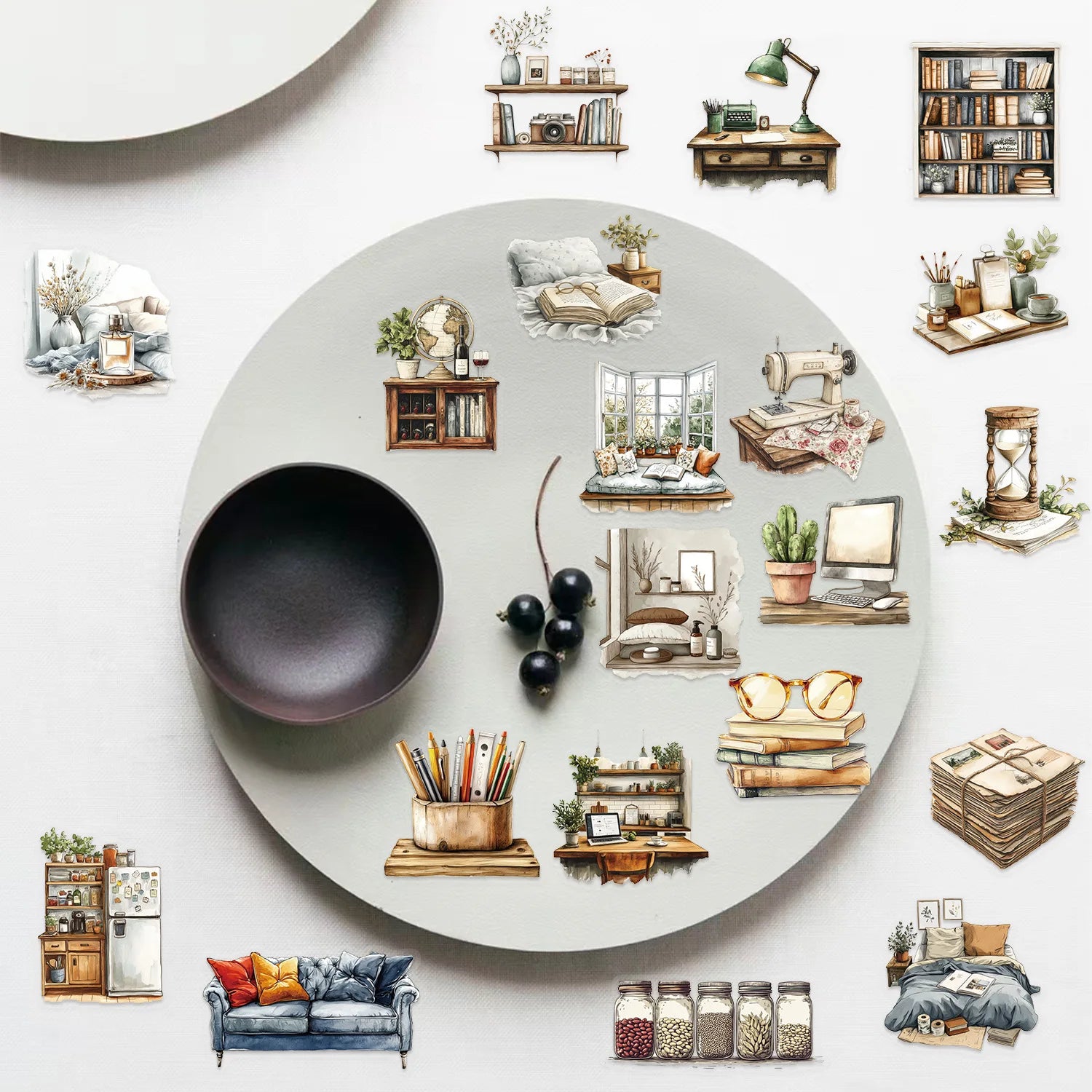 50/100PCS Cartoon Home Art Sticker Pack Waterproof Transparent PET Guitar Notebook Decor