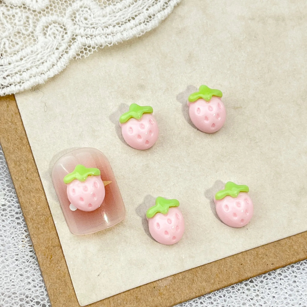 20pcs Sweet Strawberry Nail Art Accessories 3D Flatback Cartoon Resin Nail Charms For DIY Autumn Nail Art Decorations Supplies