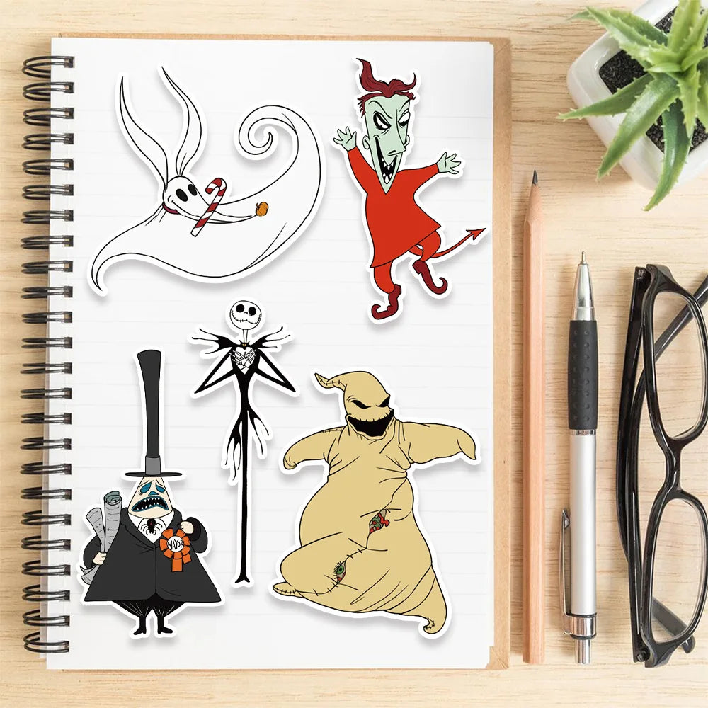 8/16/24PCS Cartoon Halloween Horror Night Face Changing Collar DIY Phone Notebook Decoration Waterproof Stationery Sticker