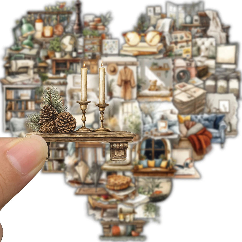 50PCS Home Art Stickers Motorcycle Laptop Stationery Waterproof Luggage Aesthetic Notebook Transparent Fun Graffiti Sticker