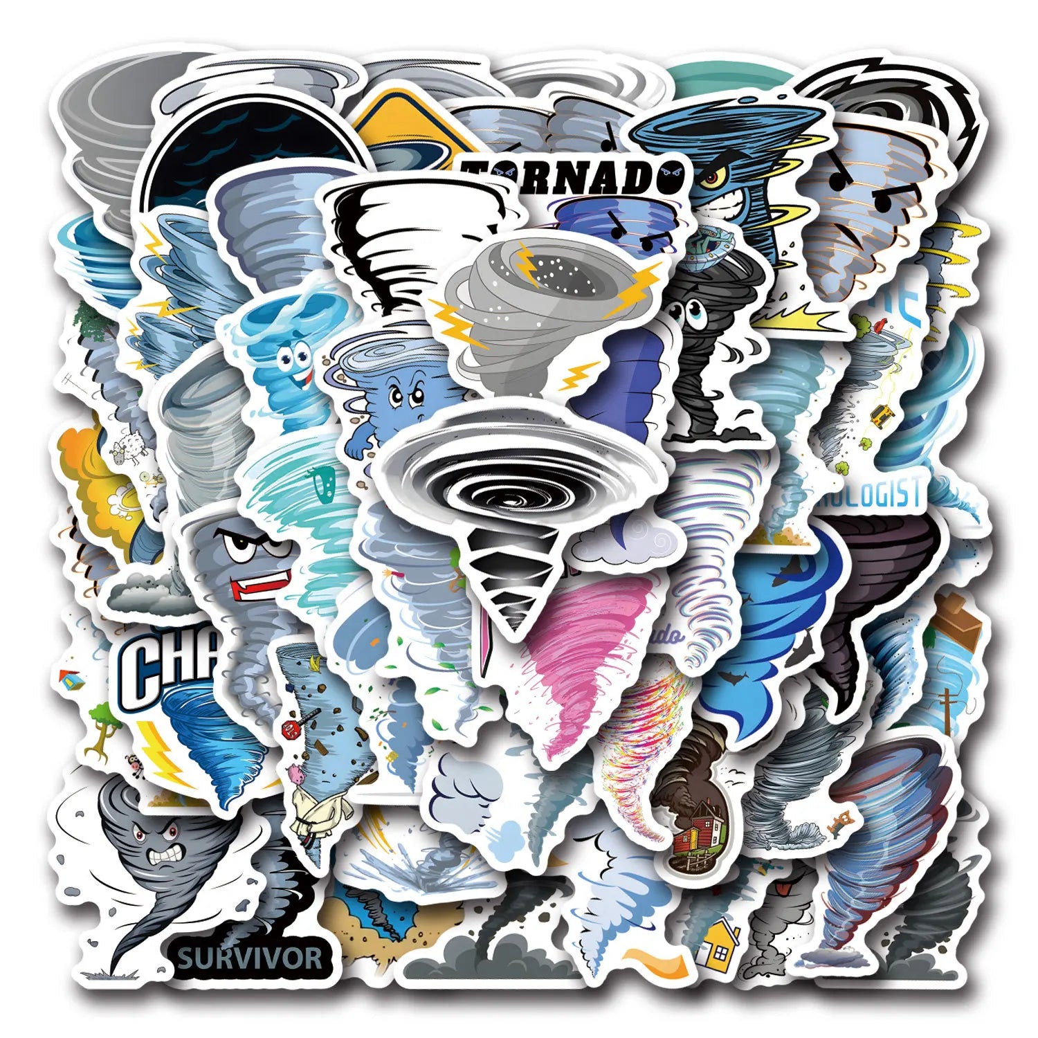 55/110PCS Tornado Cartoon Graffiti Sticker Car Luggage Water Cup Sticker DIY Notebook Stationery Sticker