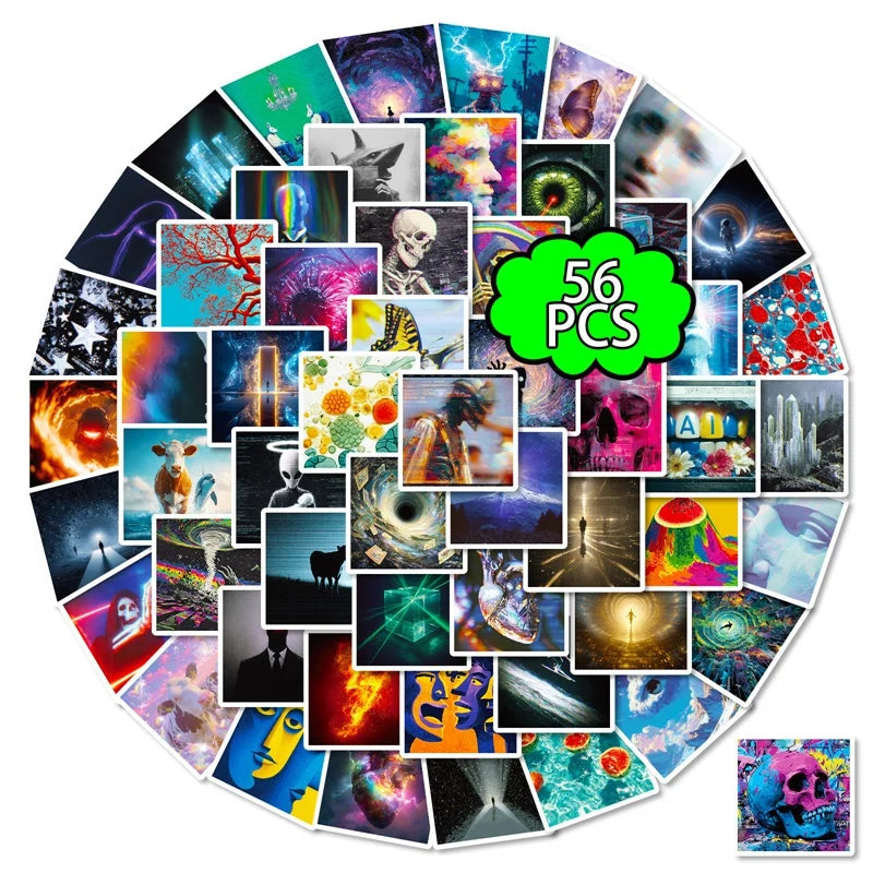 10/30/56PCS CuteAlien Vision PVC Sticky Sticker Aesthetic Children's Stationery DIY Decoration Scrapbooking School Supplies
