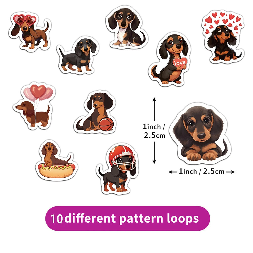 500PCS Cute Sausage Dog Style Reward Stickers 10 pieces 2.5cm/1.0-inch Dog Learning Reward Set Party Gift Stamps
