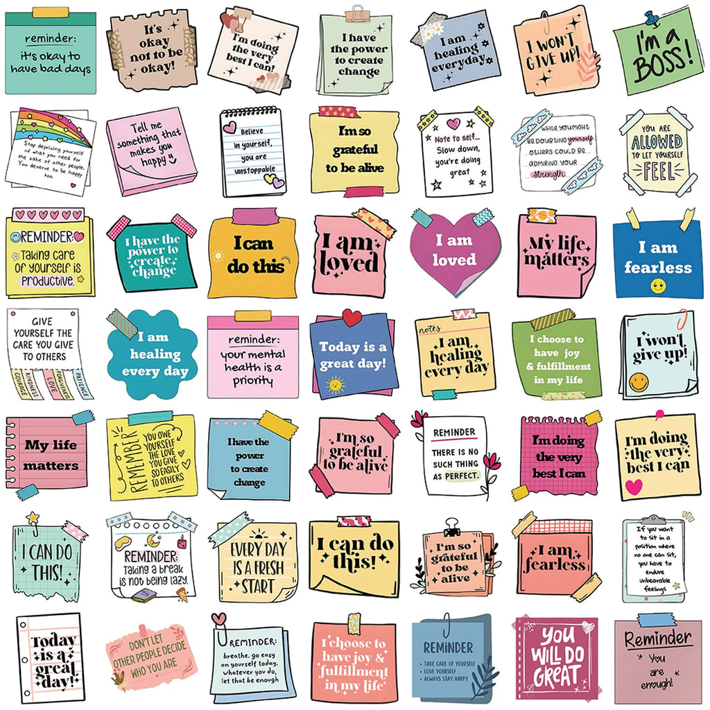 50pcs Self-adhere Motivational labels Cartoon Graffiti Stickers Phone Guitar Laptop Notebook Suitcase Water Bottle Waterproof