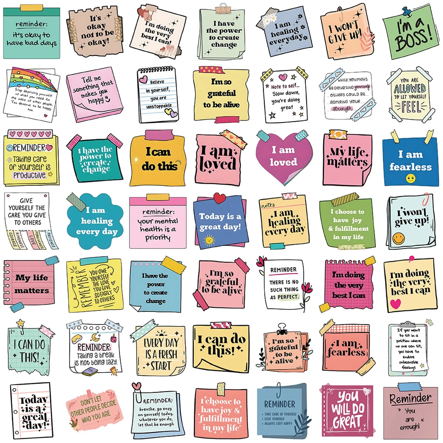 50pcs Self-adhere Motivational labels Cartoon Graffiti Stickers Phone Guitar Laptop Notebook Suitcase Water Bottle Waterproof