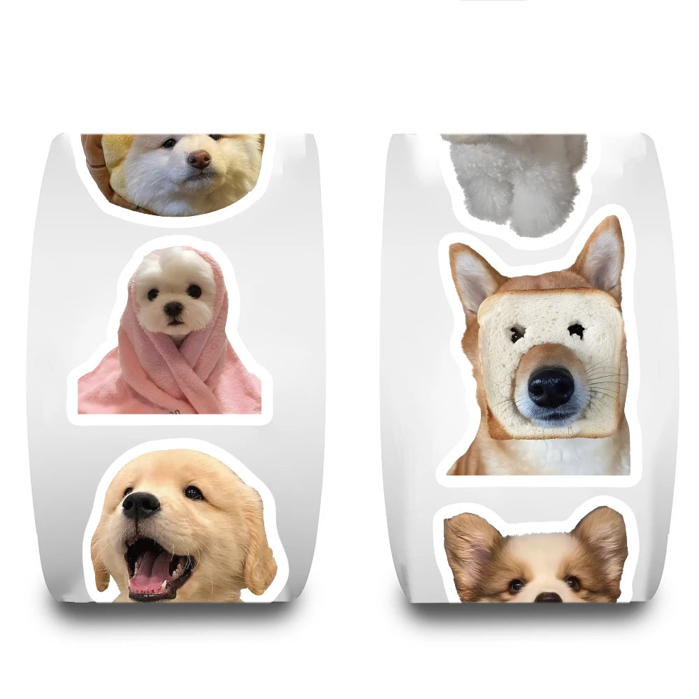 500PCS Kawaii Cute Dog Roll Sticker Cute Waterproof Graffiti Cartoon Cafe Skateboard Car Gift Watercolor Laptop Phone Decals ﻿