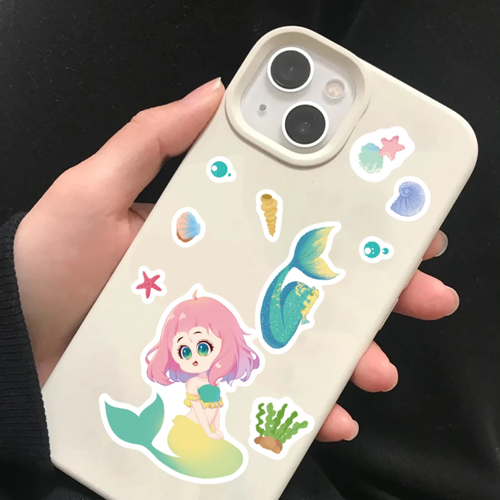 8PCS Mermaid style Stickers Scrapbooking Cute Creative Laptop DIY Phone Decoration Gift Water Cups Waterproof Festival Stickers