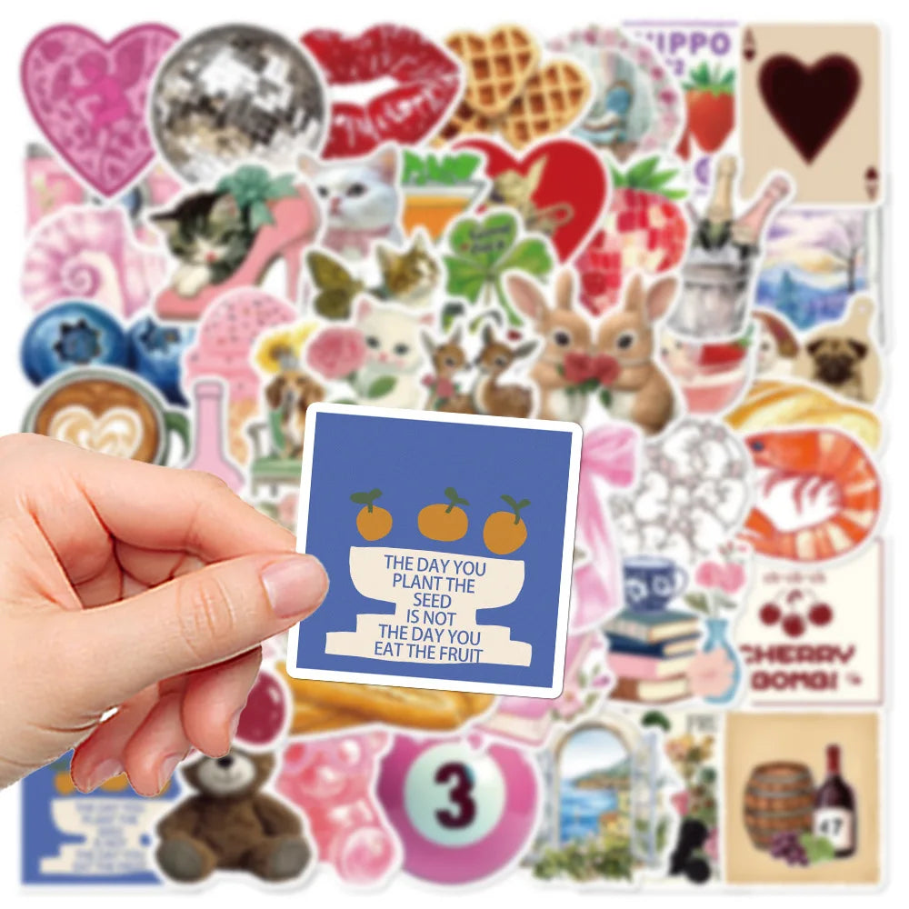 50PCS Aesthetic Pinterest Sticker Decoration Fashion Harajuku Laptop Luggage Creative Wall Bar Decor Streetwear Creative Sticker