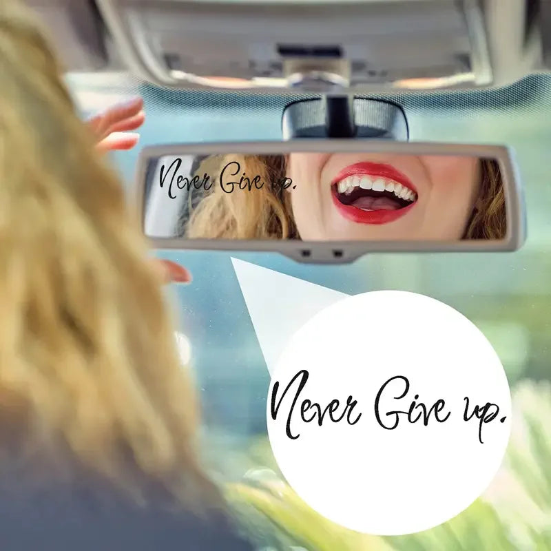 Never Give Up Inspirational Quote Rearview Mirror Car Sticker for Laptop Bottle Truck Motorcycle Vehicle Paint Window Wall Cup D