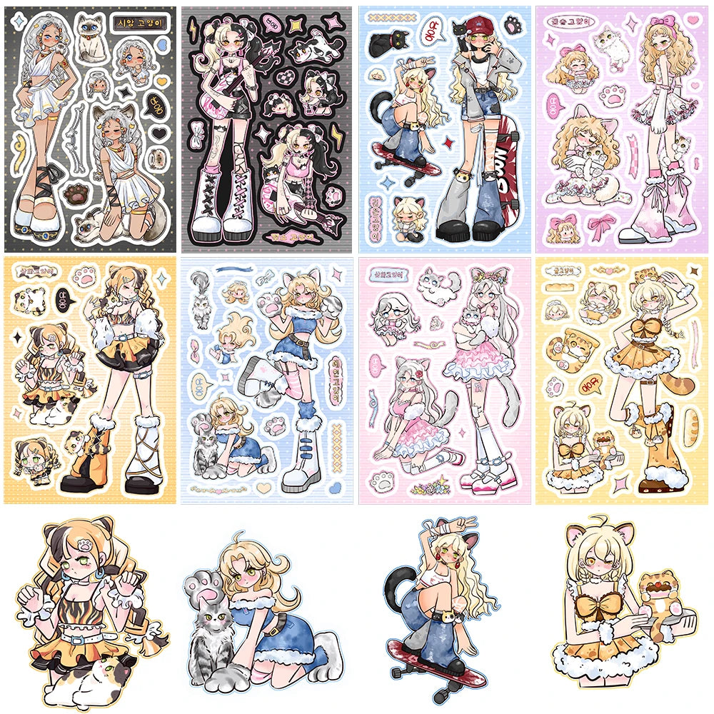 8/16PCS Gugu Meow Fun Stories Collage Aesthetic Motorcycle Cool Cafe Living Room Phone Stationery Laptop Luggage Stickers