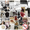 50-Pack Cartoon Black-White Art Graffiti Stickers DIY Waterproof Decals for Guitar Notebook Luggage Decoration