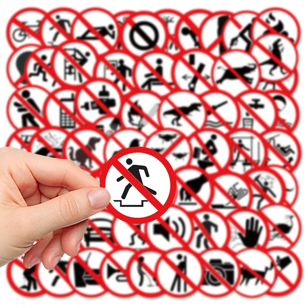 120PCS Funny No Sign Stickers Luggage Notebook Guitar Skateboard Waterproof PVC Stationery Stickers for Children Teens Adults