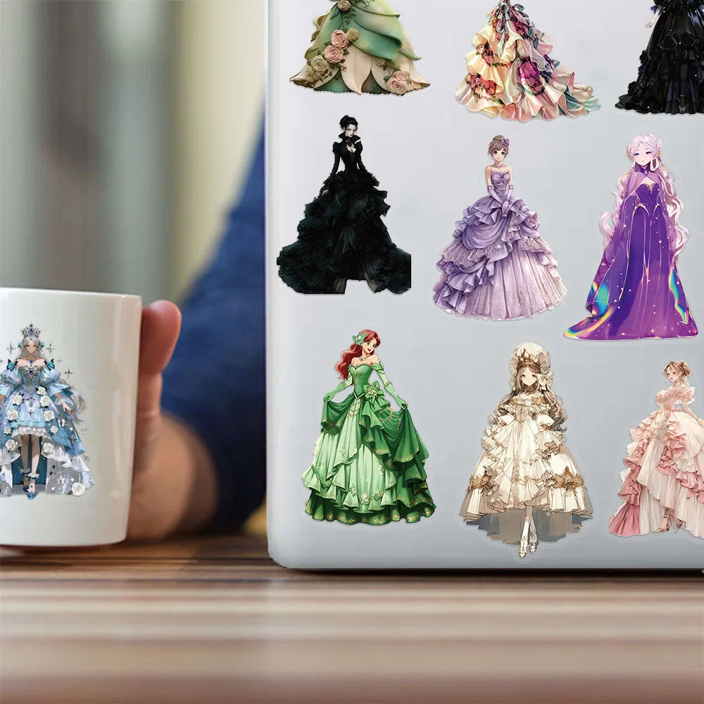 50PCS Skirt Girl Series Sticker Set Transparent Waterproof PET Brochure Flower Material Decorative Notebook Waterproof Stickers