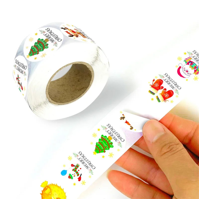 500PCS Kawaii Christmas Sticky Paper Sticker Labels Thank You Sticker Sealing DIY Decoration Scrapbooking Stationery Supplies