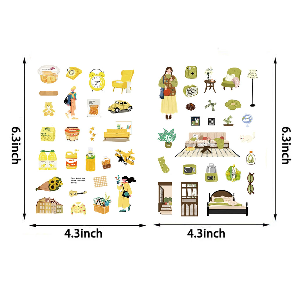 8PCS Kawaii Weekend Life DIY Cartoon Collages Harajuku Sticker Suitcases Healing Lazy Hand Account Materials Phone Sticker