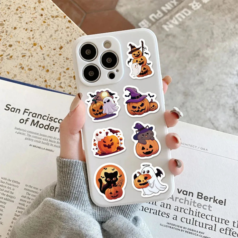 500PCS Halloween Pumpkin Ghost Cute Decoration Small Pattern Roll DIY Luggage Water Cup Handmade Scrap Book Stickers