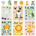 6Sheets Cute Cartonn DIY Puzzle Sticker Games Animals Make A Face Funny Assemble Stickers Decor