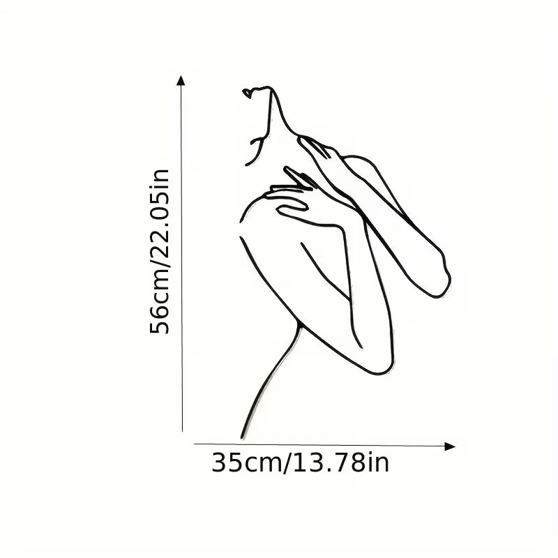 A Minimalist Female Silhouette Wall Sticker - Black Artistic Line Carving, Modern Home Decor Suitable for Living Room And Bedroo