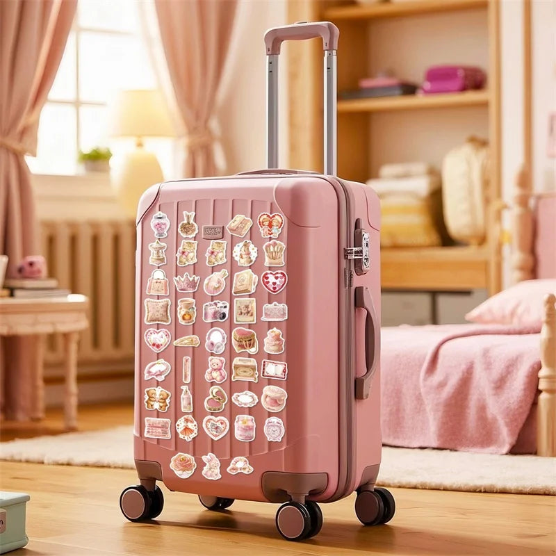 10/30/56PCS Bright Pink Color Girl Sticky PVC Sticker Stationery DIY Laptop Luggage Skateboard Decoration Scrapbooking
