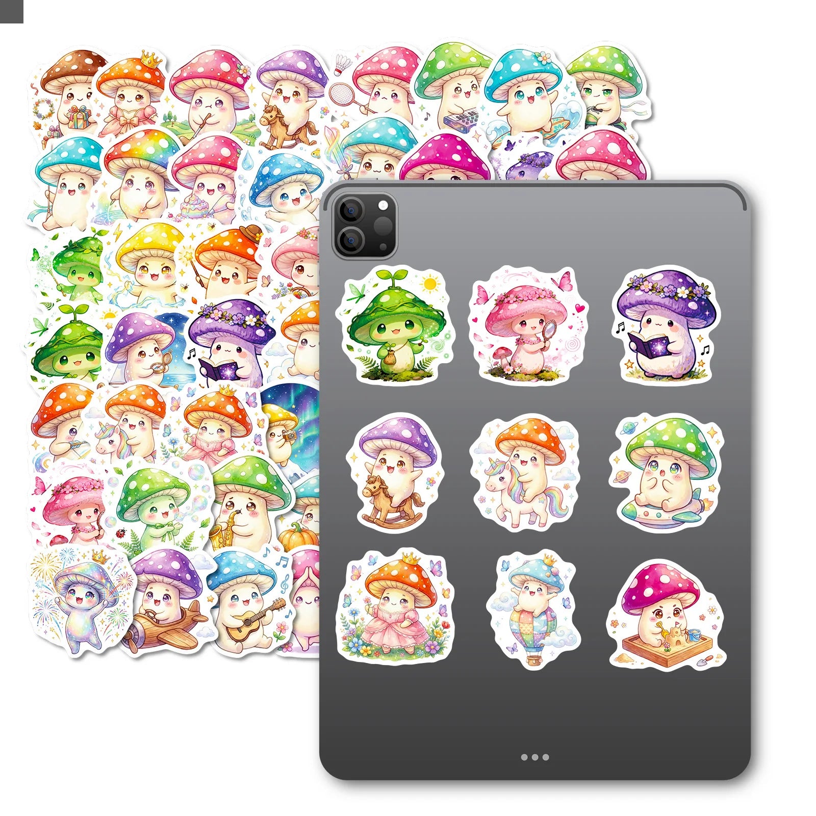 56/112Pcs Colorful Mushroom Creative Cartoon Stickers DIY for Stationery Box Pen Holder Lunch Box Phone Laptop Guitar Waterproof