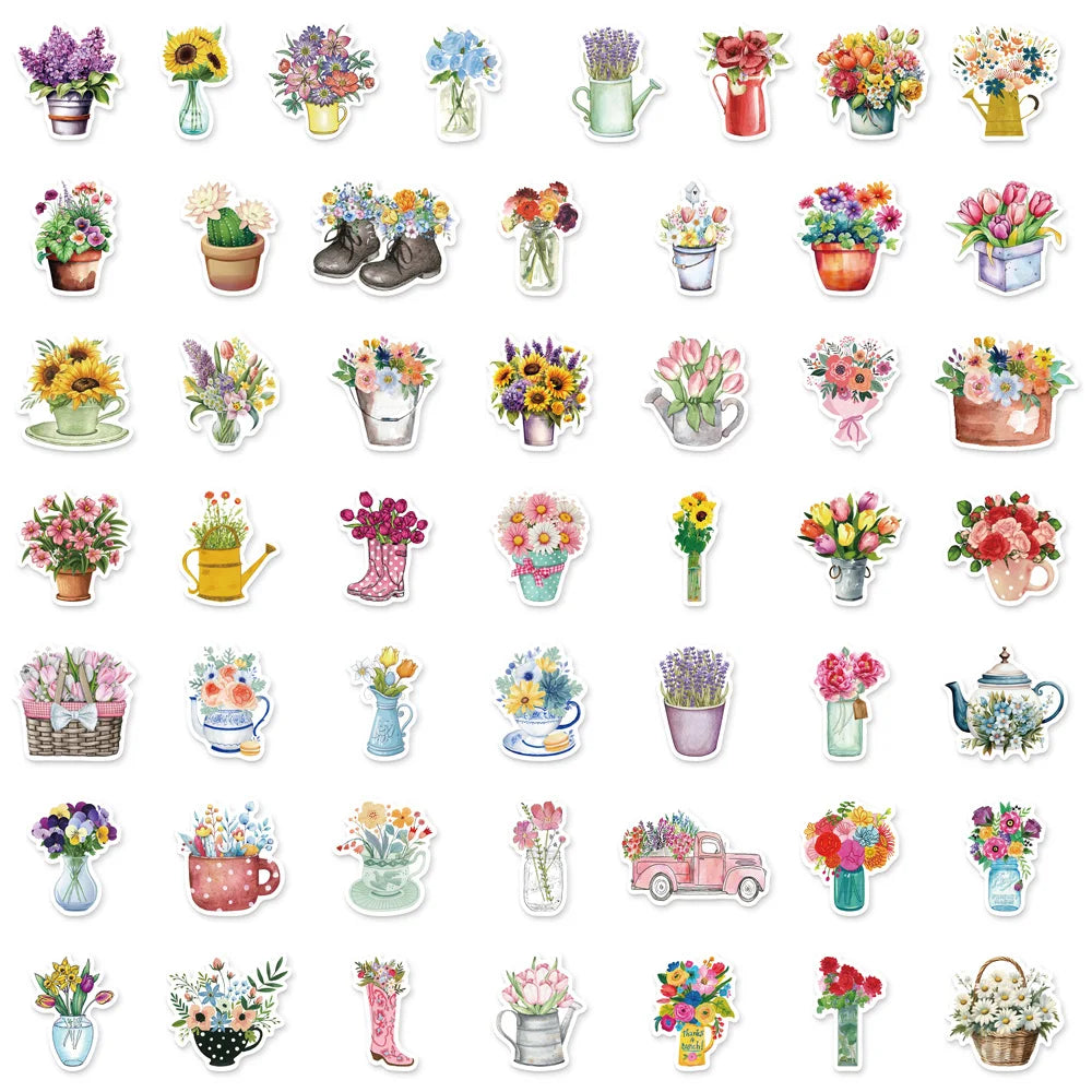 50PCS Transparent Cartoon Christmas Bottle Gift Decorative Stickers DIY Handmade Album Fixed Phone Laptop Sticker Toys
