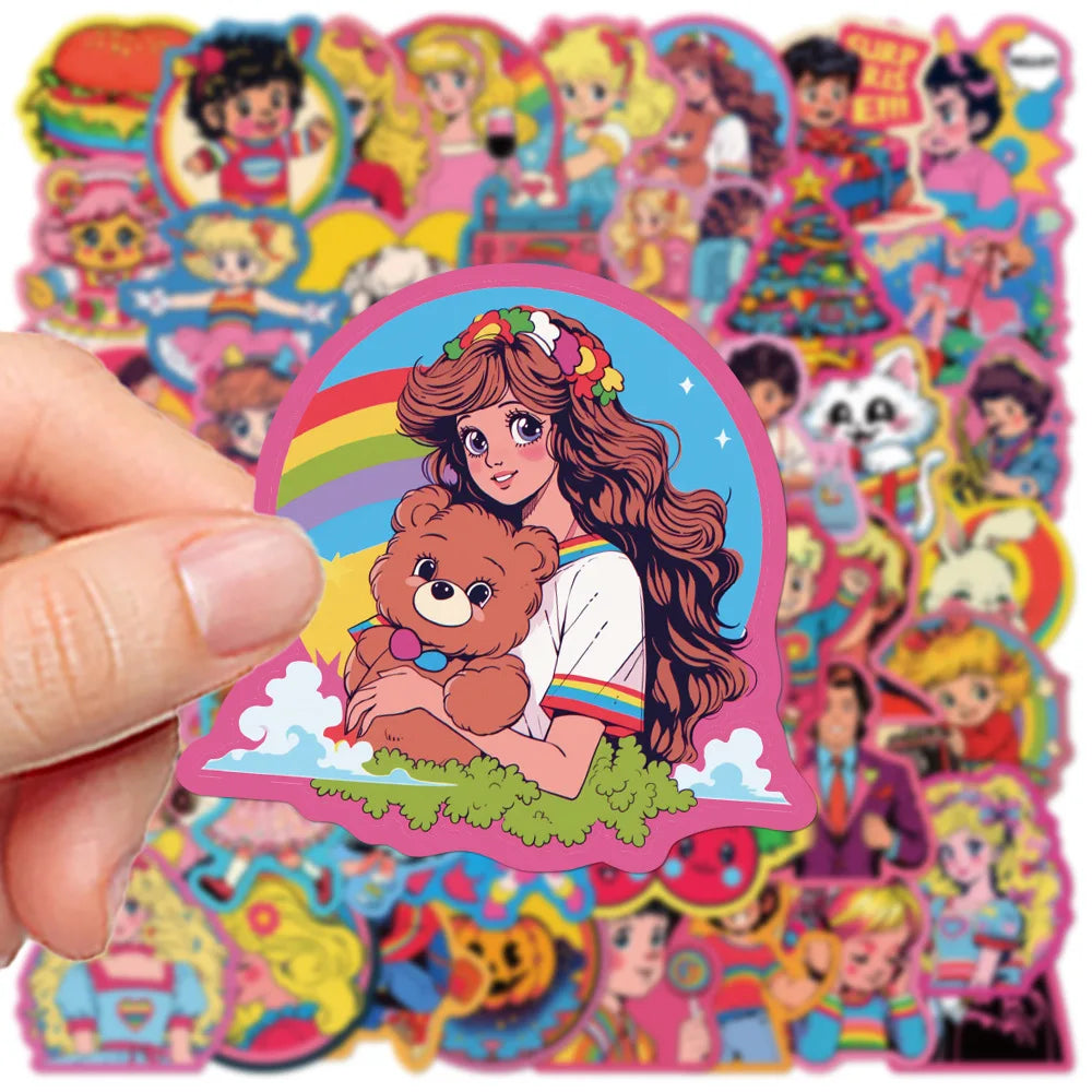 50/100PCS Cute Retro Stickers Luggage Phone Water Cup Decoration Waterproof DIY Stationery Stickers