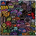 10/30/50PCS Kawaii Neon Car Sticky PVC Sticker Aesthetic Stationery DIY Decoration Scrapbooking Children's Supplies