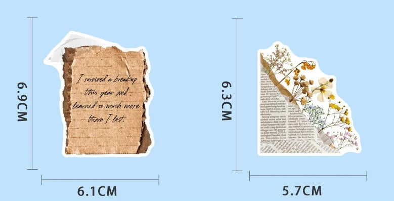 50/100 Pcs Vintage Book Aesthetic Element Stickers DIY for Helmet Guitar Skate Cup Stationery Box Diary Desk File Holder Decals