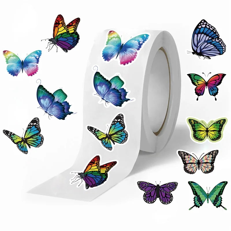 500PCS Fresh Butterfly Sticky Paper Labels Thank You Sticker Sealing Decoration Scrapbooking Stationery Hand Accounting Supplies