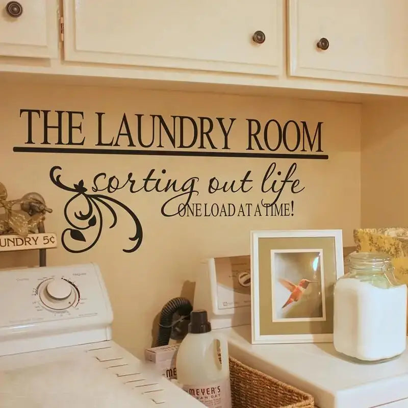 1pc Laundry Room Decals Vinyl Art Lettering Decals For Walls Peel And Stick Laundry Sign Stickers Decor 22×9IN