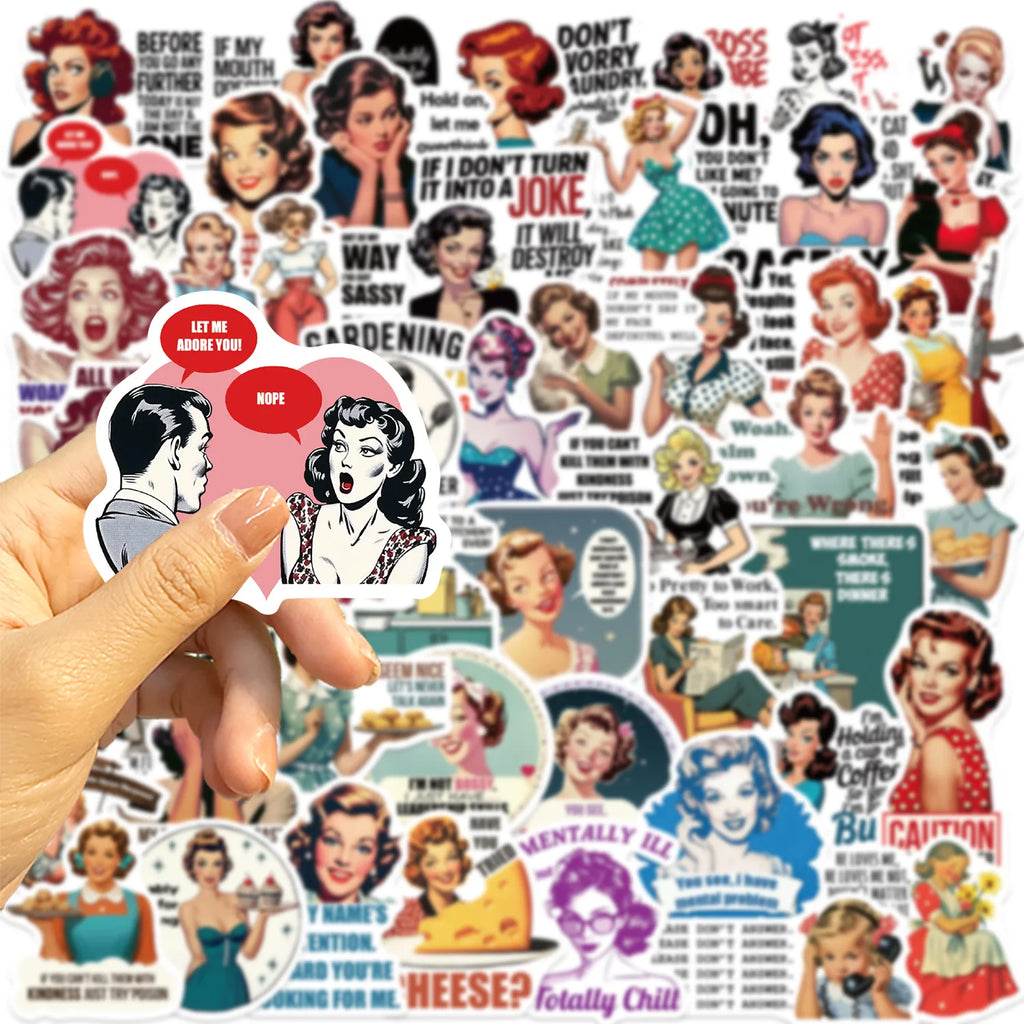 50/100PCS Cartoon Women's Quotes Graffiti Stickers Decorative Guitar Notebook Luggage Can Be DIY Waterproof Stickers