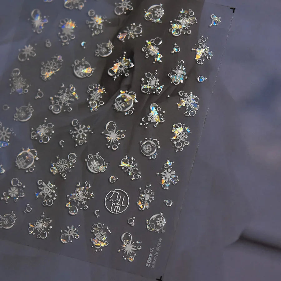 Shell Light Nail Stickers Ice Transparent Summer Beach Ocean Shell Starfish Stars Bubble Nail 3D Decorations Nail Art Stickers