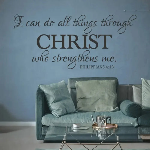 1pc "I Can Do All Things Through Christ Who Strengthens Me"Wall Decal, Inspirational Words Wall Sticker Easter gift