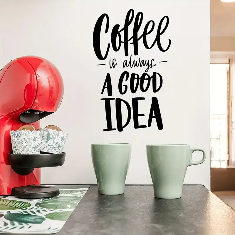 A Self-Adhesive Wall Sticker Featuring The Word 'Coffee' in English, Measuring 7.87X11.81inch, Designed for Decorating Backgroun