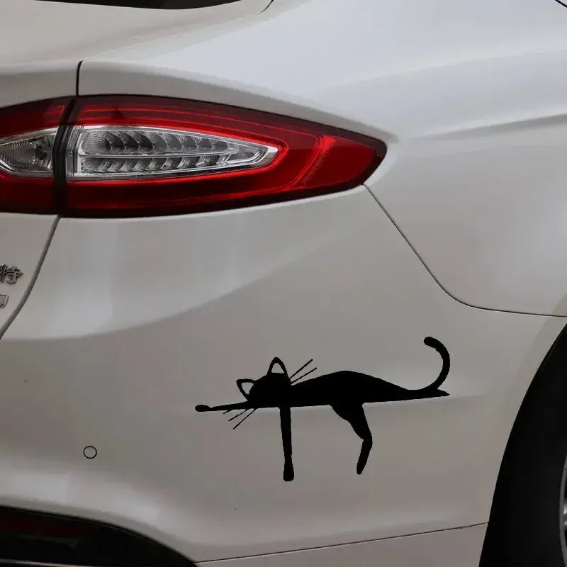 Car Sticker Fashion Cute Cat Car Decoration Decals Suitable For Various Models Black/White, 16cm*8cm/6.3in*3.15in
