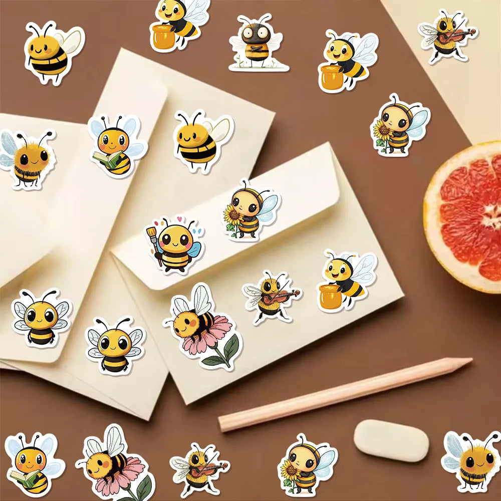 500PCS Cute Bee Reward Stickers 10 pieces 2.5cm/1.0-inch Bee Learning Reward Set Party Gift Stamps