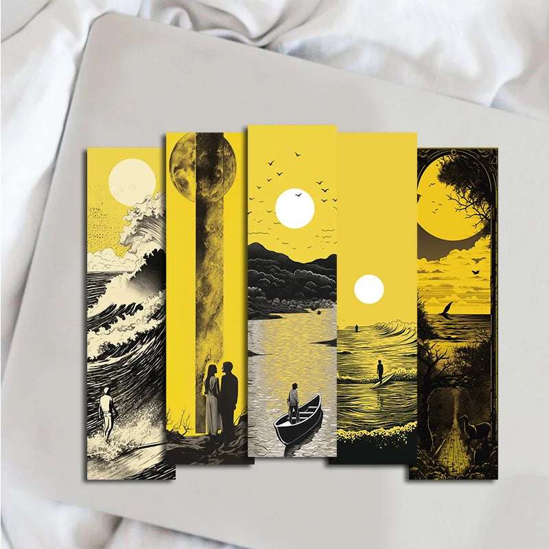 30PCS Imagination Of Three Dimensional Sunlight Yellow Bookmarks Reading Living DIY Laptop Luggage Skateboard Gifts Bookmark ﻿