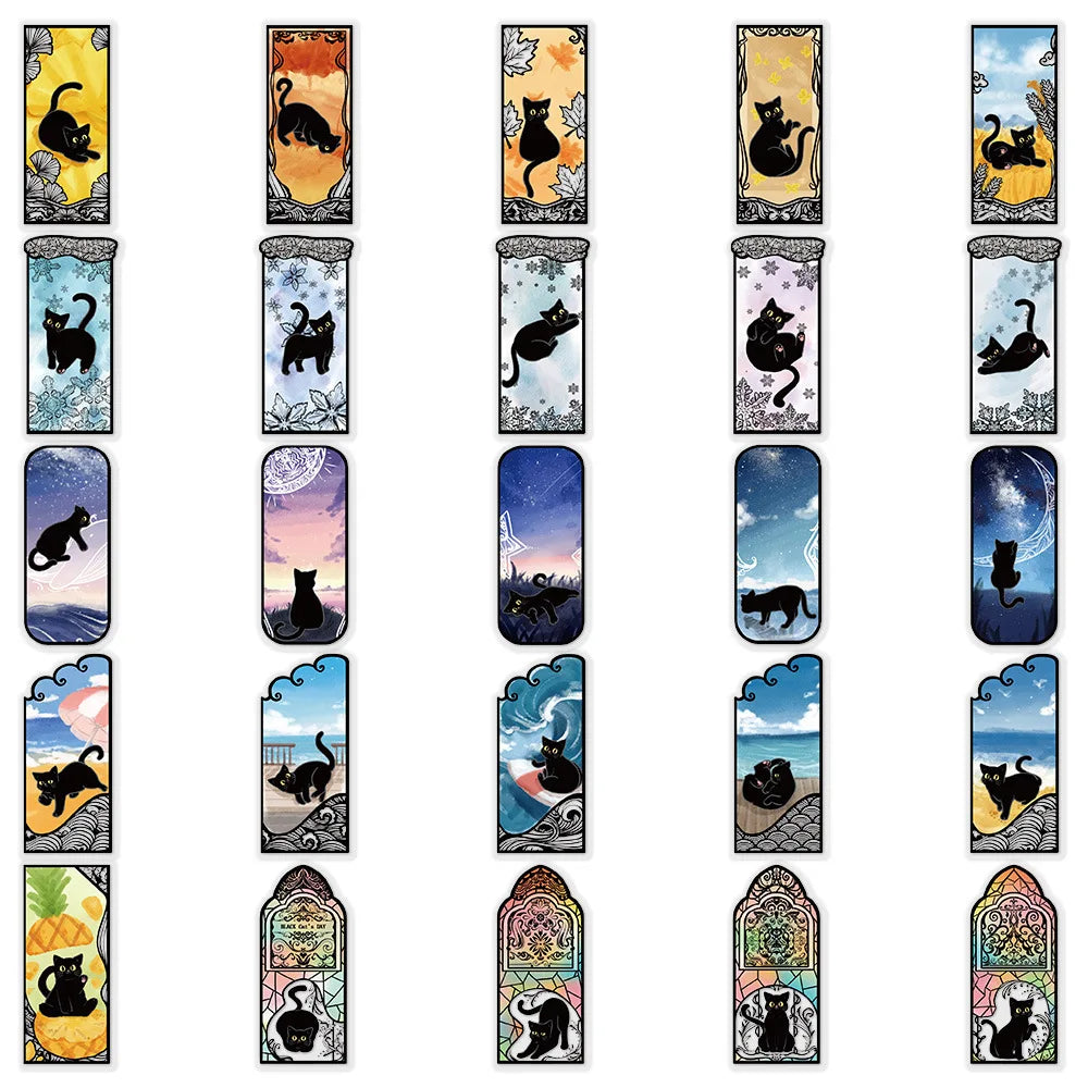 50PCS Transparent PET Cartoon Novelty Cat Imagination Stickers Decorative Luggage Laptop Stationery Reward Stickers