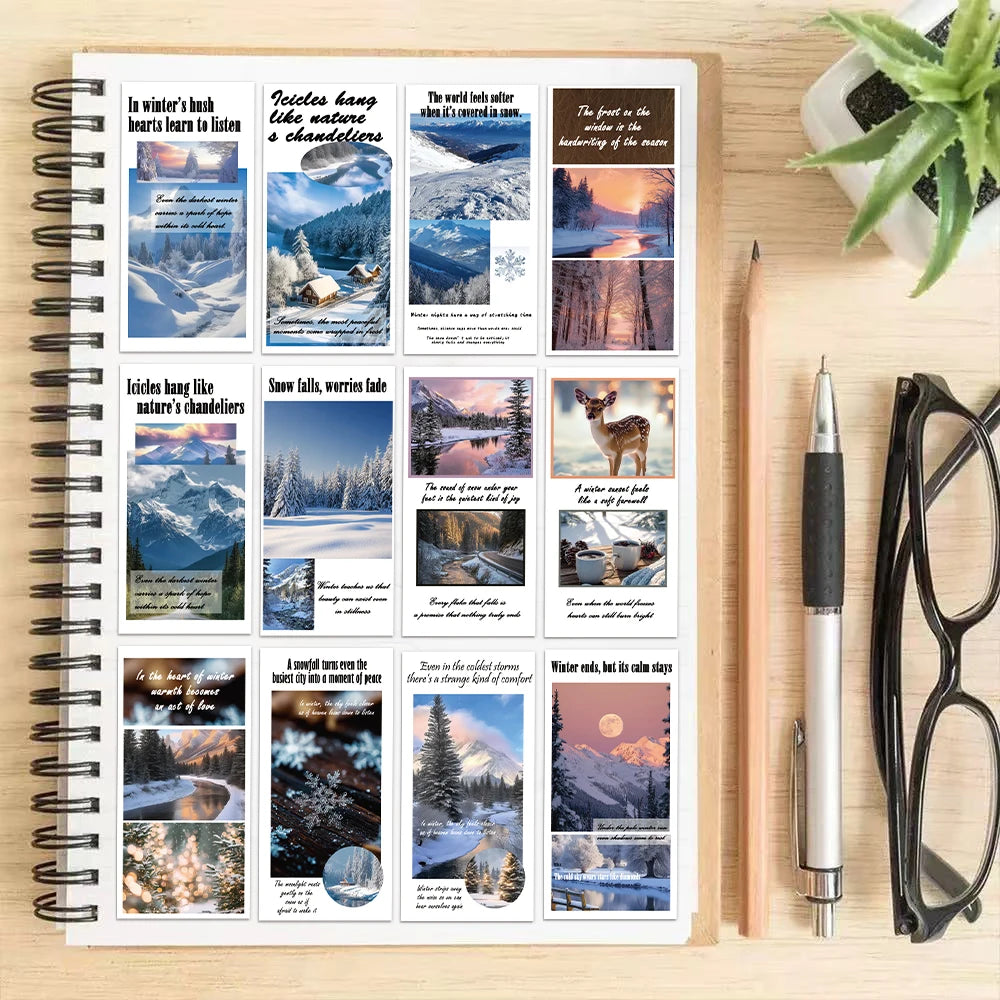 50PCS Creative Winter Scenery Label Decorative Stickers DIY Scrapbook Phone Case Laptop Tablet Toy Decorative Stickers