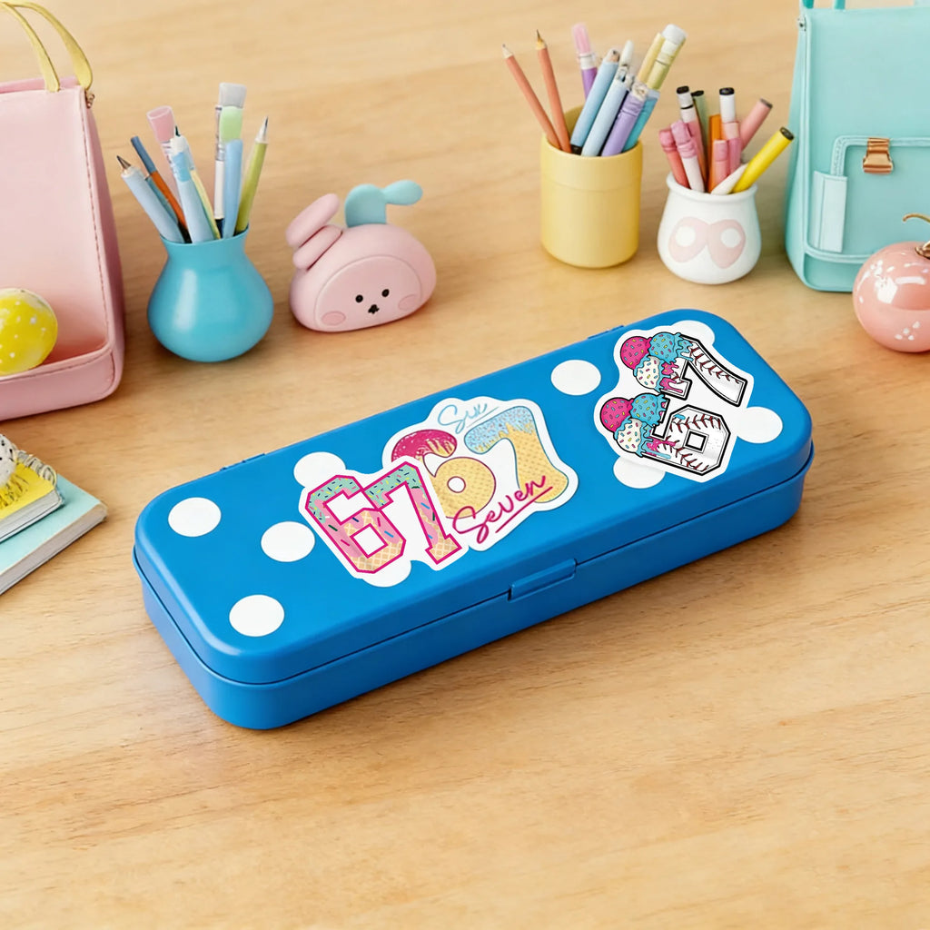 50/100Pcs Cartoon Number 67 Doodle Stickers for Cup Stationery Box Fridge Suitcase Phone Waterproof Creative Number Decals