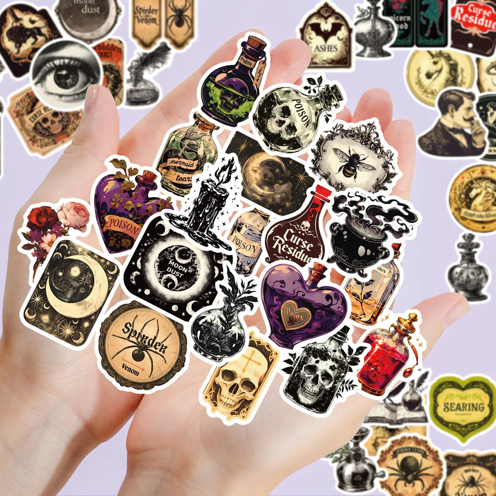 50PCS Pharmacist Graffiti Stickers Terror Skull Spider Crow Cartoon Retro Personalized Decorative Stickers