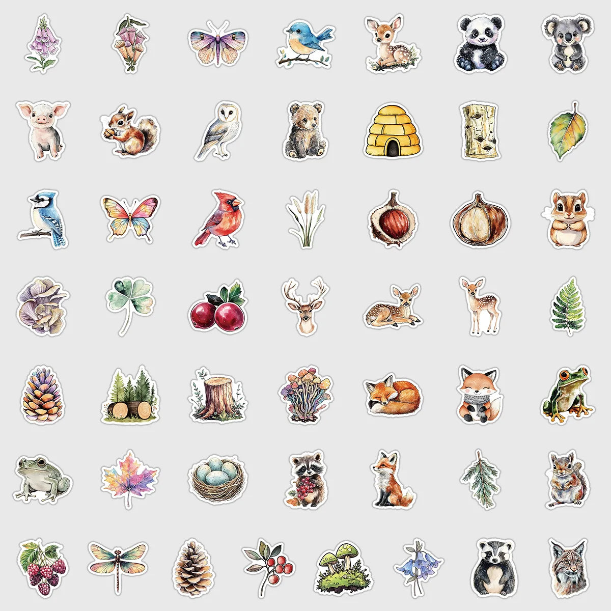 50/100PCS Cute Watercolor Animal Graffiti Stickers, Water Cup Phone Waterproof Cartoon Stickers