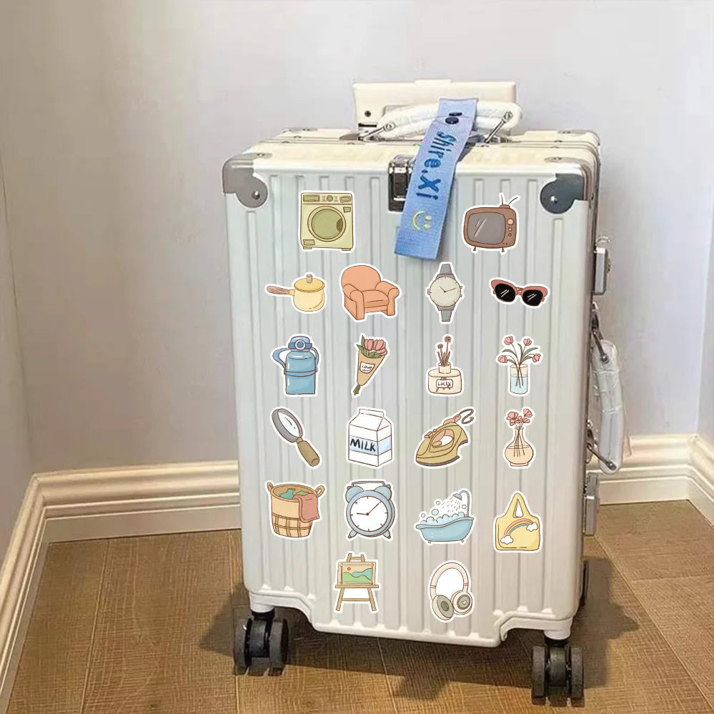 60/120Pcs Ins Style Hand Drawn Furniture Stickers DIY Furniture Fridge Storage Box Cabinet Wardrobe Printer Waterproof Decals