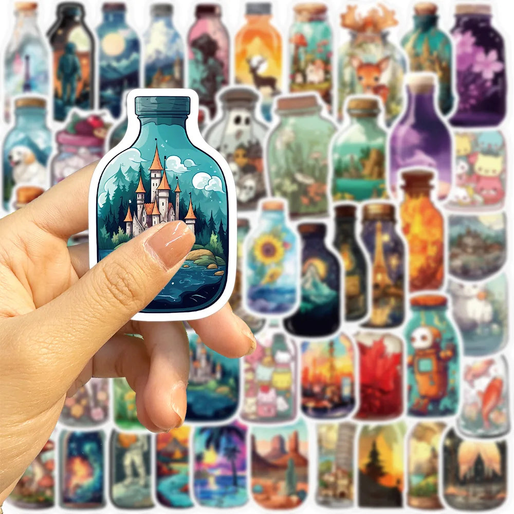 50/100PCS Bottle World Graffiti Stationery Notebook Stickers Water Bottles Creative DIY Skateboard Waterproof Decoration Sticker
