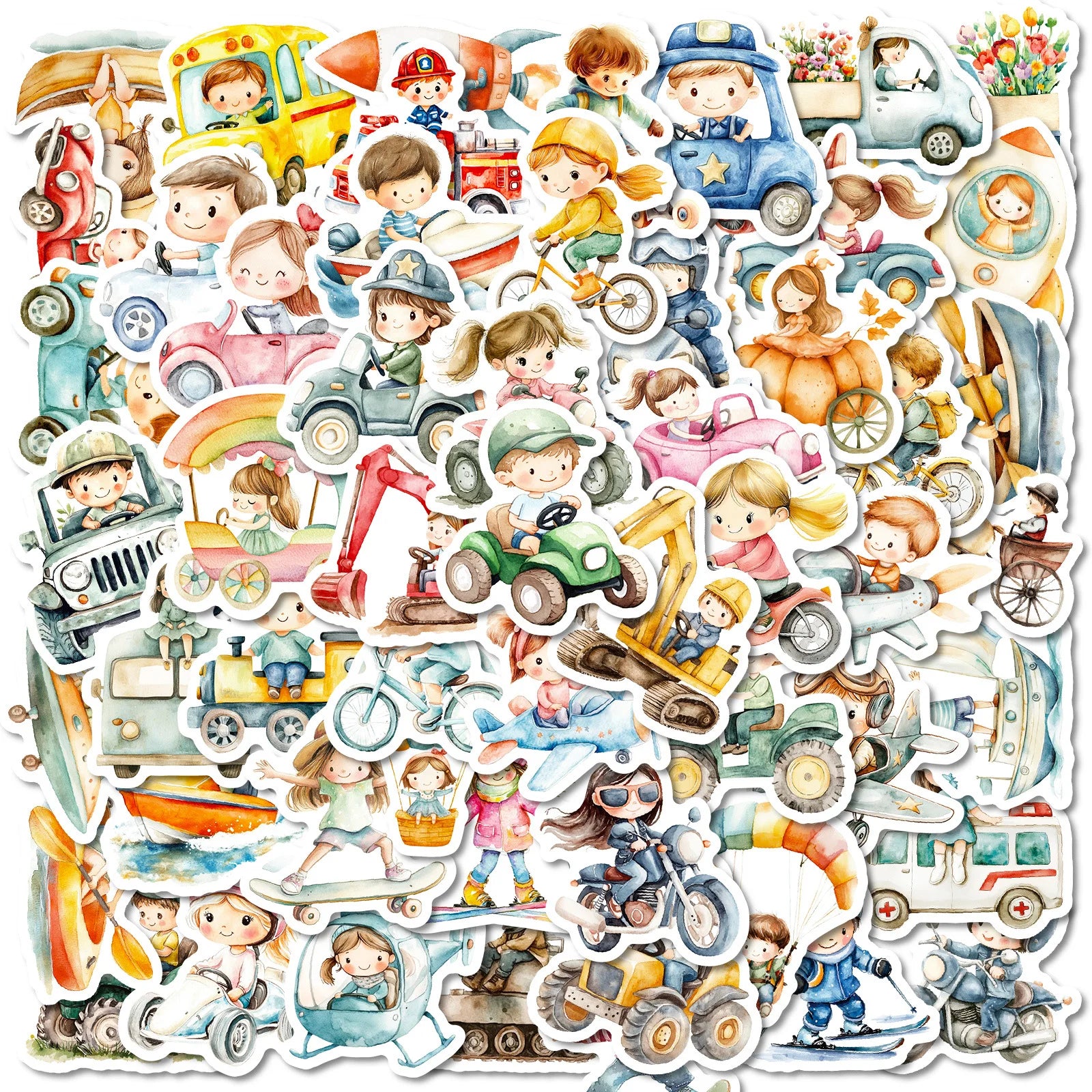56pcs Fairy Tale Style Children's Daily Doodle Stickers DIY Decorations for Guitar Mobile Phone Case Notebook Student Stationery