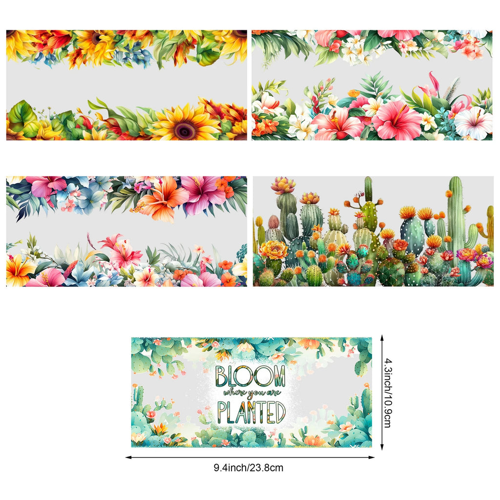 5 Sheets Plant UV DTF Cup Stickers, DTF Friction Transfer Stickers, Waterproof Flower Transfer Stickers for 16oz Glass Cups