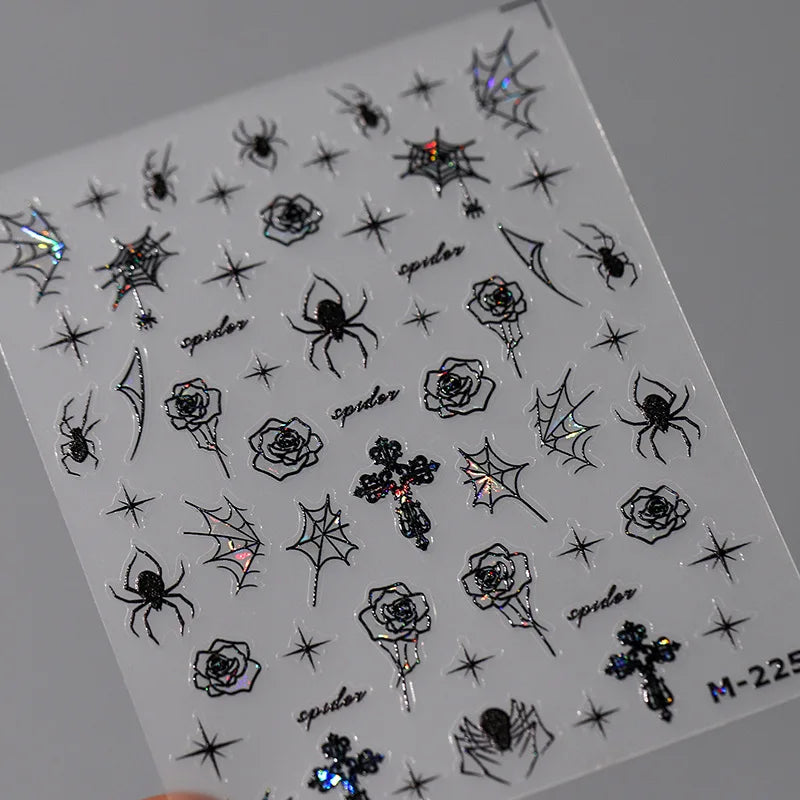 Jelly Halloween Skeleton Stickers Nail Art Cool Evil dark style decorative Nails Sticker DIY Trendy Manicure Ornaments Supplier