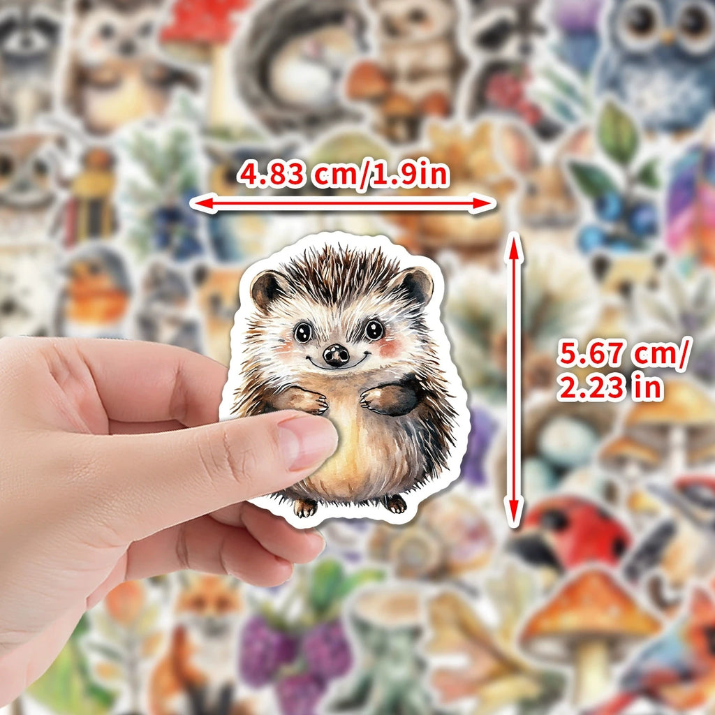50/100PCS Cartoon Animal Graffiti Stickers Water Cup Phone Waterproof Stickers Cute Watercolor Animal Stickers
